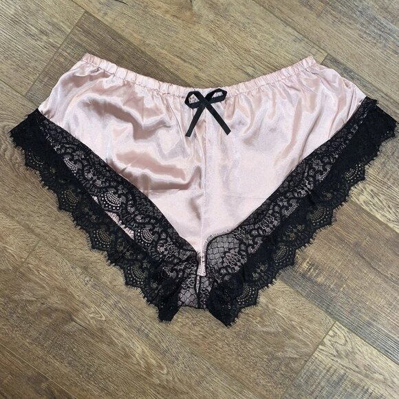 (2) Pink Satin & Eyelash Lace FRENCH Cami KNICKERS Sissy Tap Safety PANTIES 3X - Picture 2 of 5